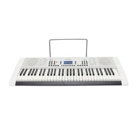 Crown CK-63 Multi-Function 61-Key Electronic Portable Keyboard with USB (White)