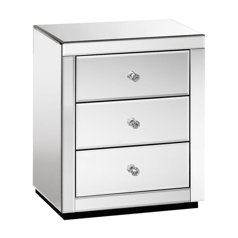 Buy Mirrored Bedside Table Drawers Furniture Mirror Glass Presia Silver