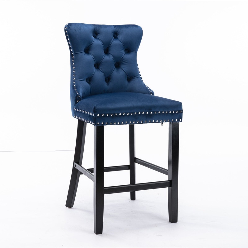 Buy Set of 2 LUXE French Provincial Bar Stools with Footrest Blue MyDeal