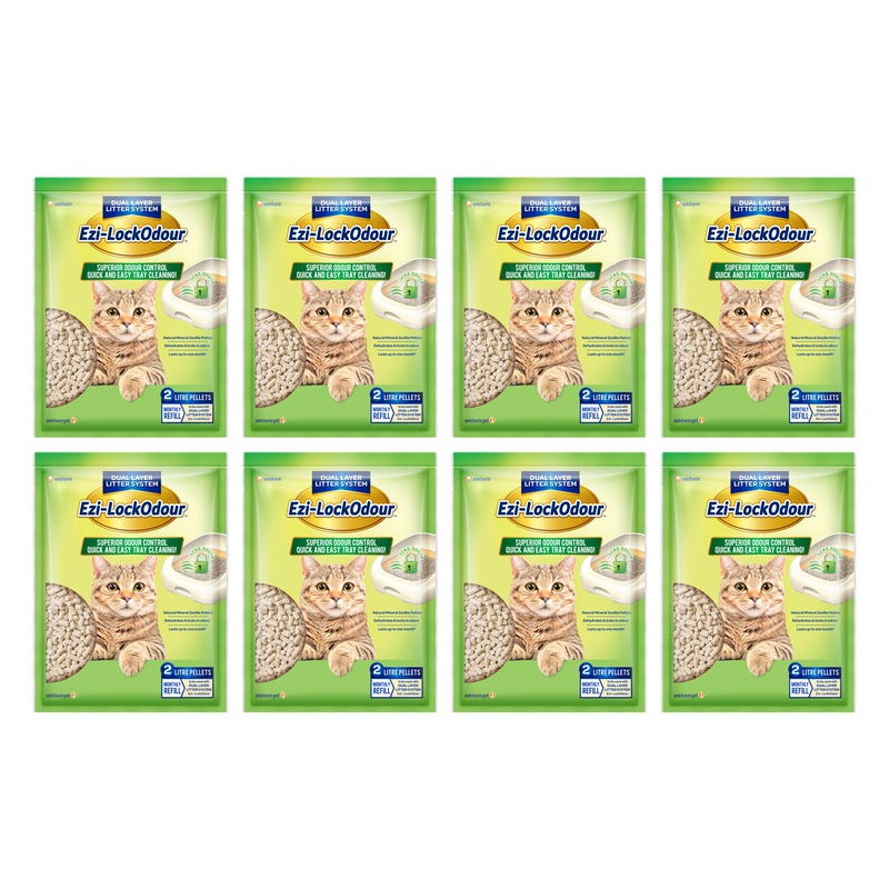 Buy 8 x EZILOCKODOUR Natural Mineral Zeolite Cat Litter Pellets 2L