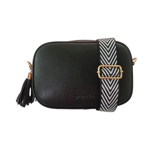 Black Vegan Leather Rectangle Crossbody Bag
