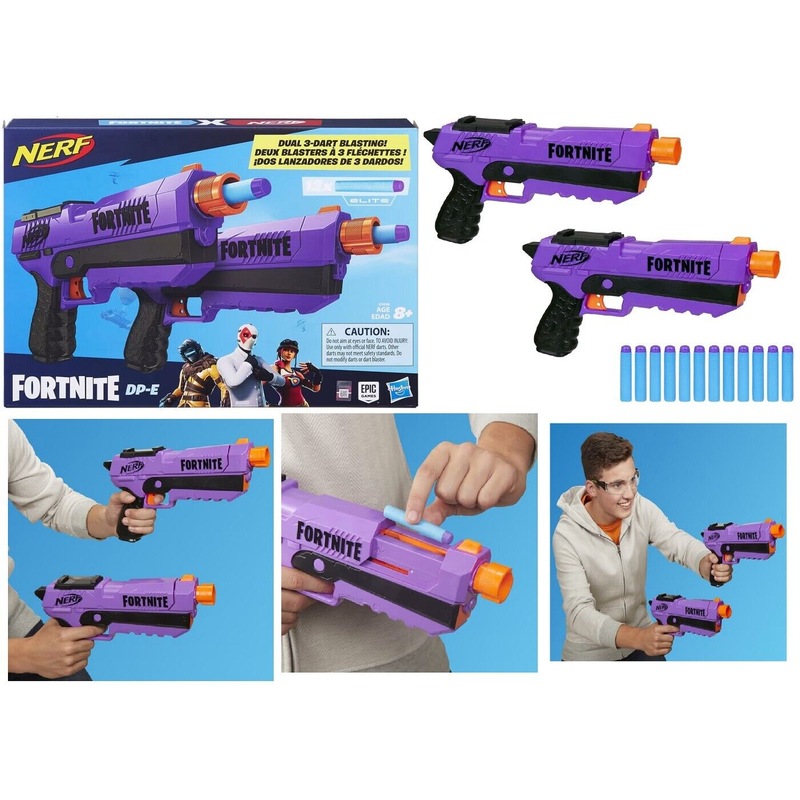 Buy 2 Pack Nerf Fortnite DP-E Dual 3-Dart Blasting Blasters Ages 8+ Toy ...