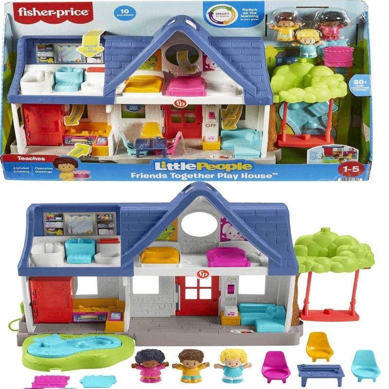 Fisher-Price Little People Friends Together Play House Toddler Learning  Playset, 10 Pieces