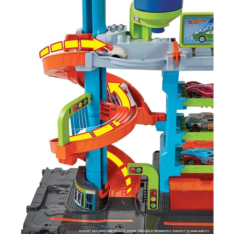 Hot Wheels City Mega Car Wash Playset with 1 Toy Color Shifters