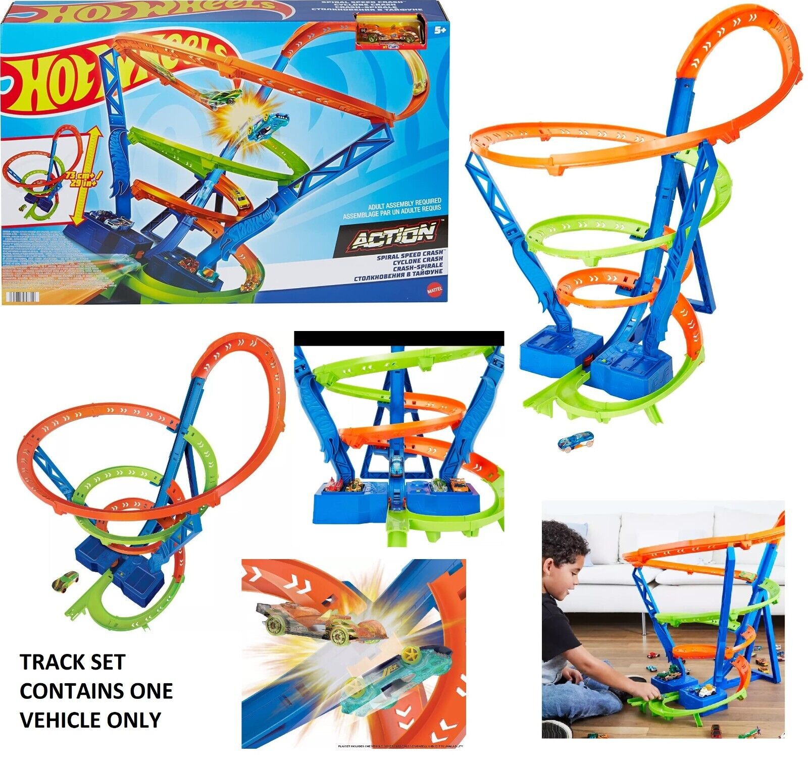 Buy Hot Wheels Spiral Speed Crash Playset Ages 5+ New Toy Car Race