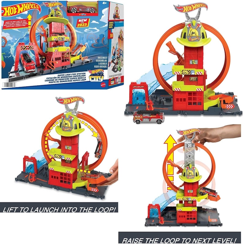 Fire Station Hot Wheels Super Loop Raceway Dragon Loop Track Set