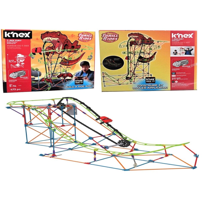 Buy KNEX Thrill Rides T-Rex Fury Roller Coaster Building Set Ages 9 ...