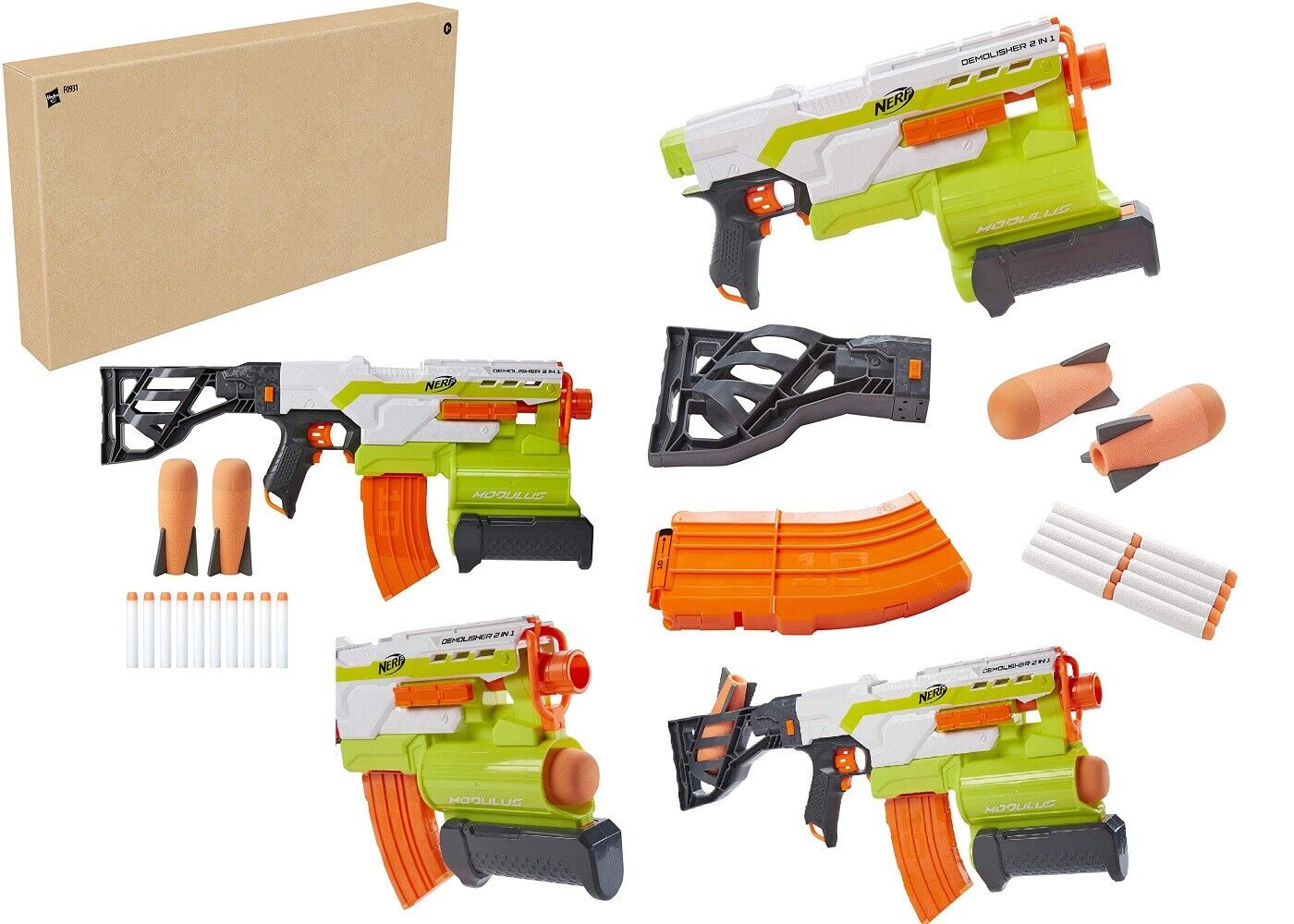 Buy NERF Modulus Demolisher 2 in 1 Motorized Blaster Fires Darts and Rockets Toy Gun MyDeal