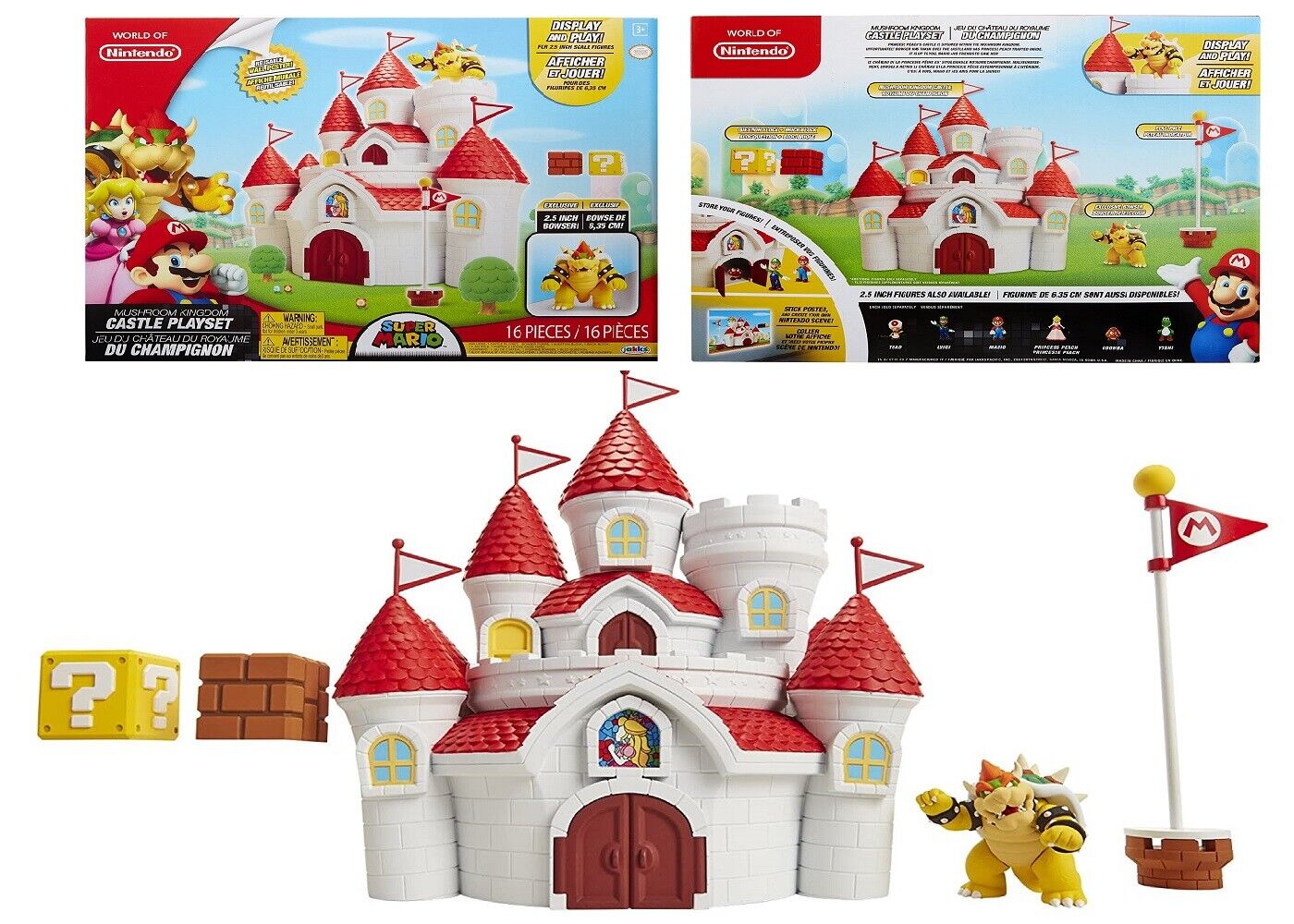 World of nintendo super deals mario mushroom kingdom castle playset