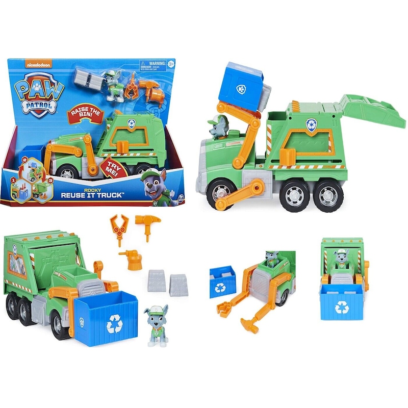 Buy Paw Patrol Rocky Reuse It Deluxe Truck 3 Toy Pup Recycling Garbage Dumpster Fun Mydeal 4559