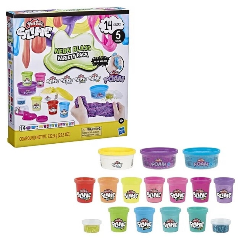 Buy Play-Doh Slime Neon Blast Variety Pack 14 Colors 5 Textures Plus ...