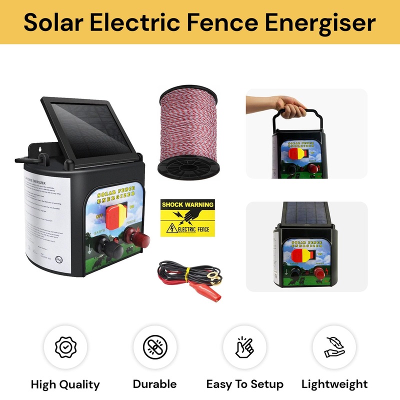 Buy Ezonedeal 3km Solar Electric Fence Energiser Set Energizer Charger Tape Insulator Farm Kit