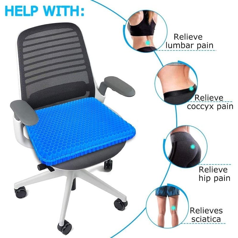 Gel Chair Cushion, Egg crate cushion, Backing Honeycomb chair cusion,  portable Non-Slip Cover Breathable Honeycomb Pain Relief Sciatica Cushion  Elastic for Office Chair Car Wheelchair 