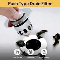 Push-Type Drain Filter - Universal Fit, Anti-Clogging, White
