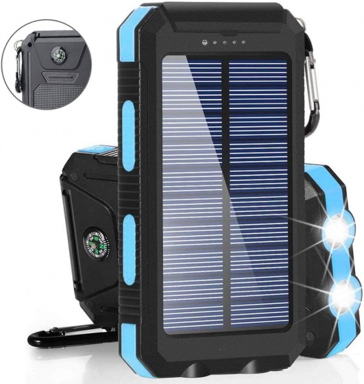 Solar Charger Power Bank 20000mAh Waterproof Portable External Backup Outdoor Cell Phone