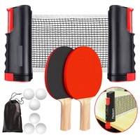 Instant Table Tennis Kit Ping Pong Set Retractable Net Rack + 2 Bats + 6 Balls