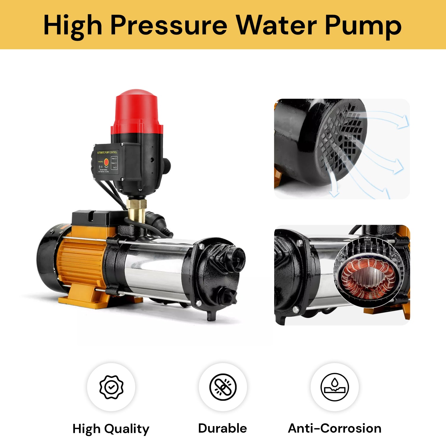 Water Pump High Pressure Multi Stage Rain Tank Garden Farm Irrigation EZONEDEAL Australia