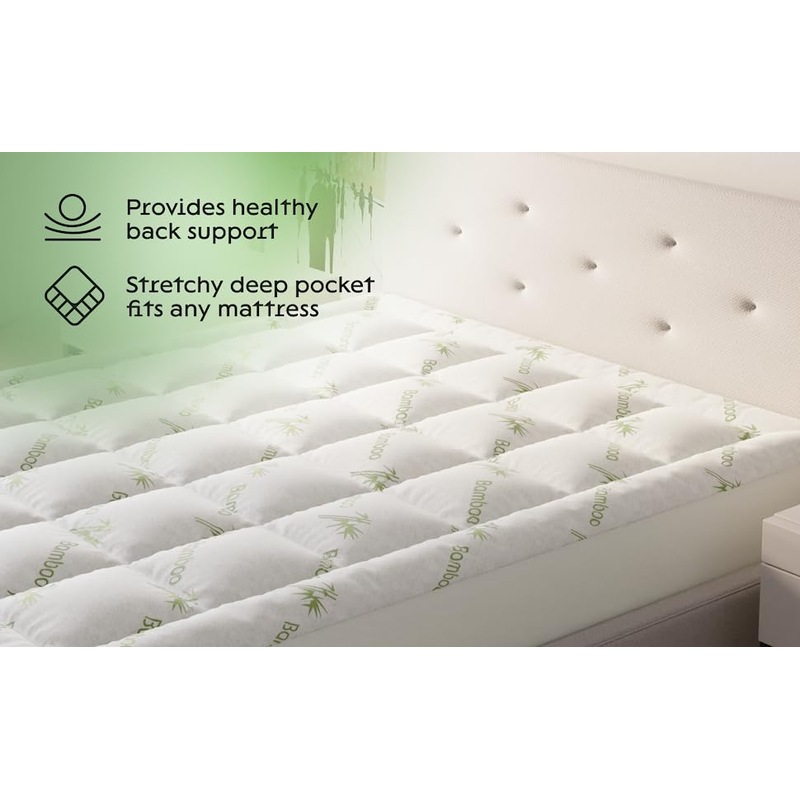 Buy 1000GSM Bamboo Mattress Topper Pillowtop Fitted Mattress Underlay