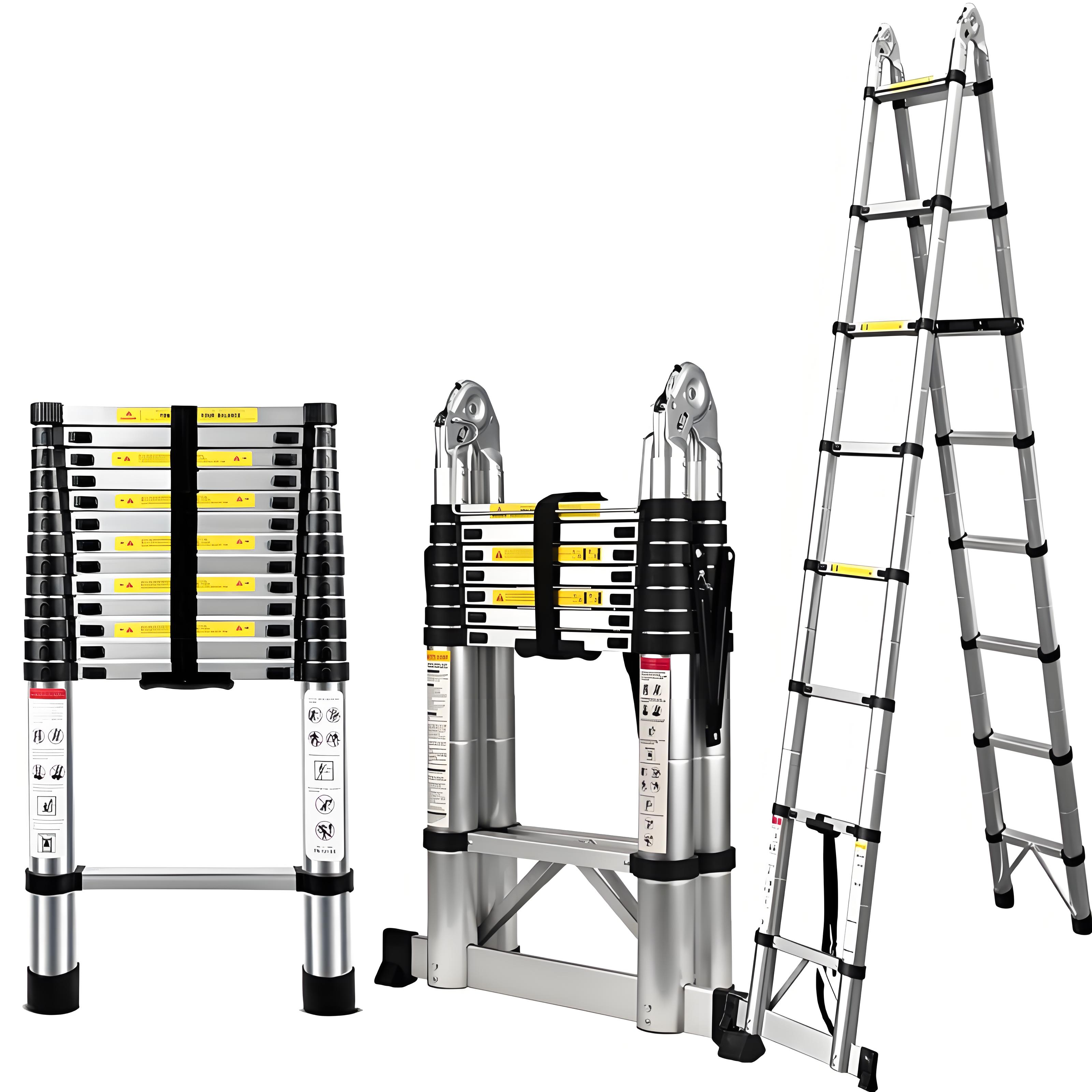 2.7/3.8/4.4/5/5.8m Telescopic Folding Ladder Aluminium Extension Step Extendable  Australia
