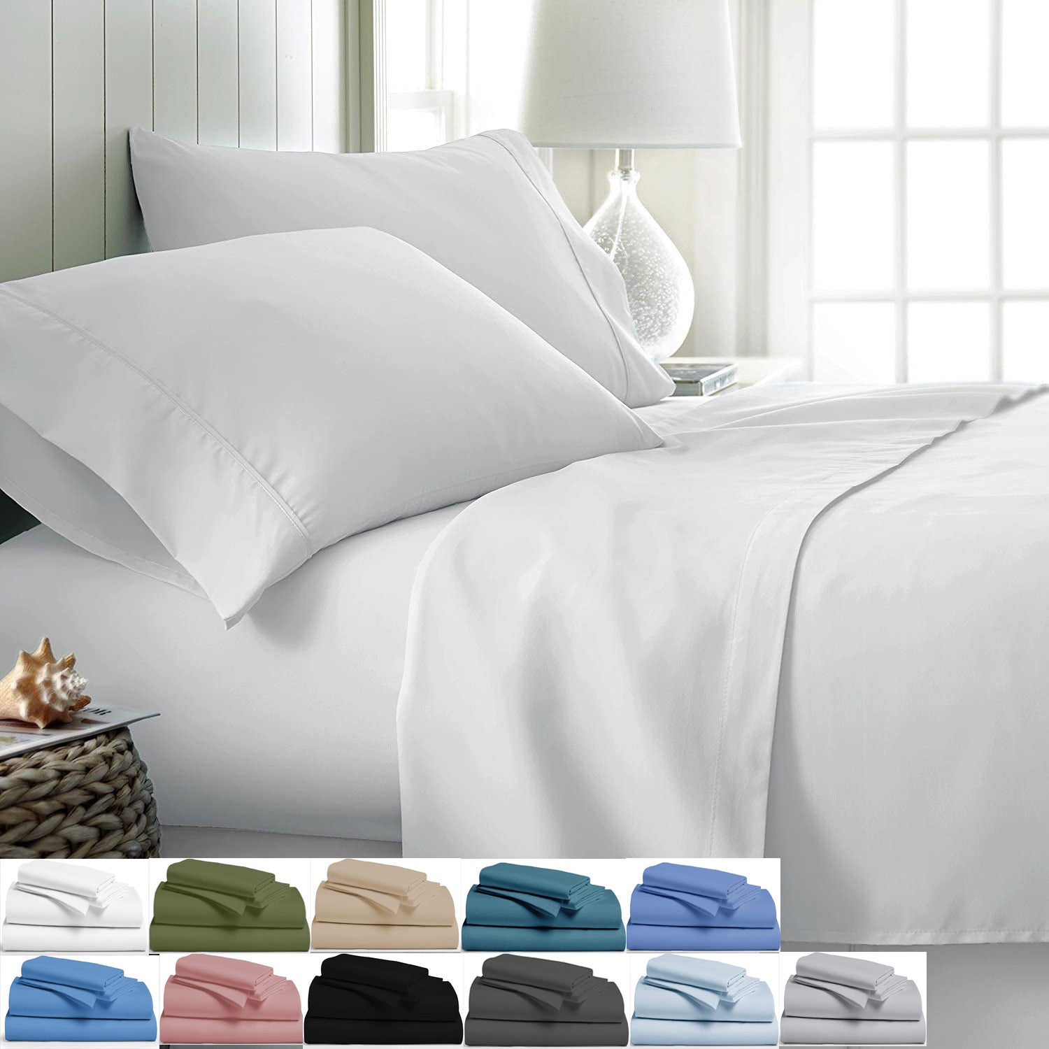 2000TC 4 Piece Bed Sheet Set Egyptian Cotton/Microfiber/Bamboo Single/Double/Queen/King Flat Fitted Pillowcases Set