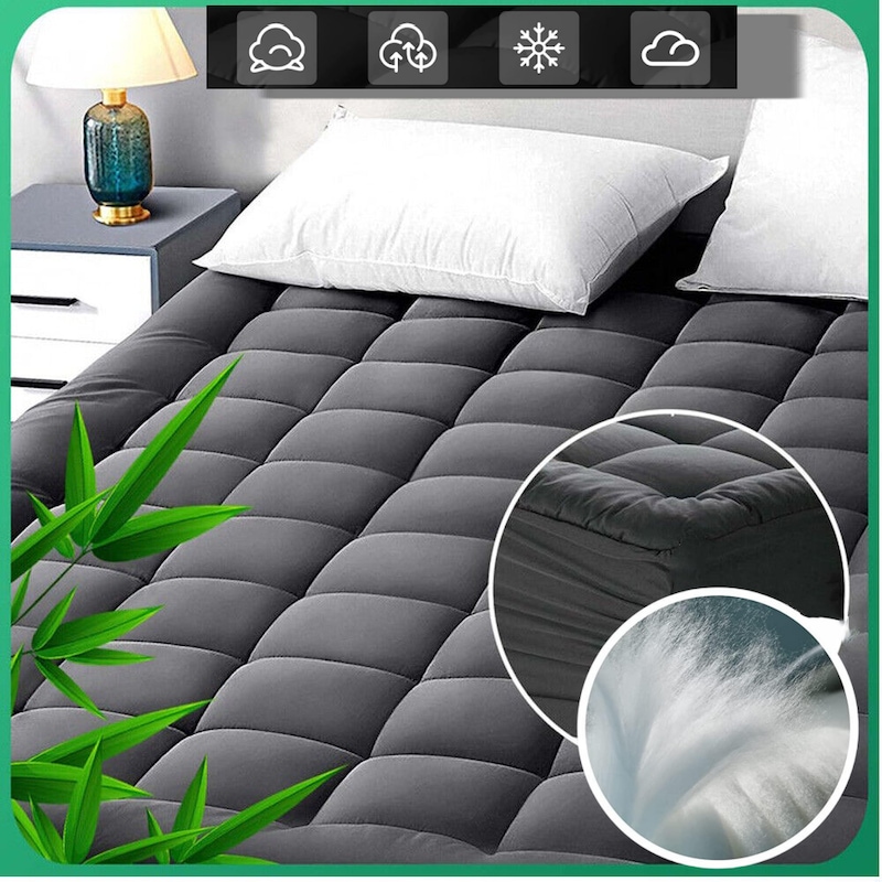 Buy 2024 New Mattress Topper Bamboo Charcoal Pillowtop Protector Cover 