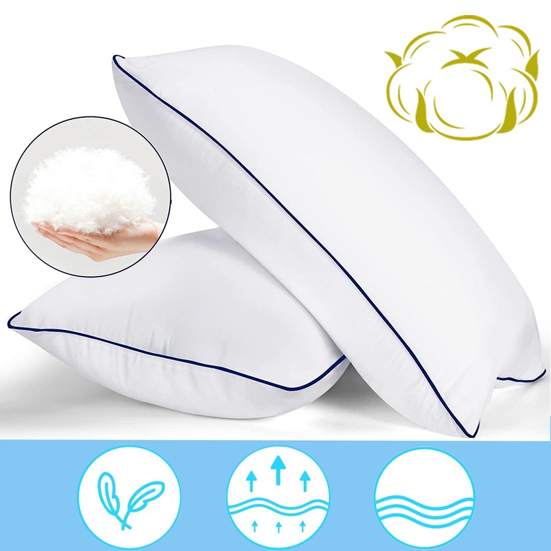 Buy 2PCS Hotel Quality Cotton Pillows Medium Firm Breathable Bedding