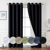 2X 100% Blockout Curtains Blackout Window Curtain Fabric Pair Eyelet for Bedroom Living Room