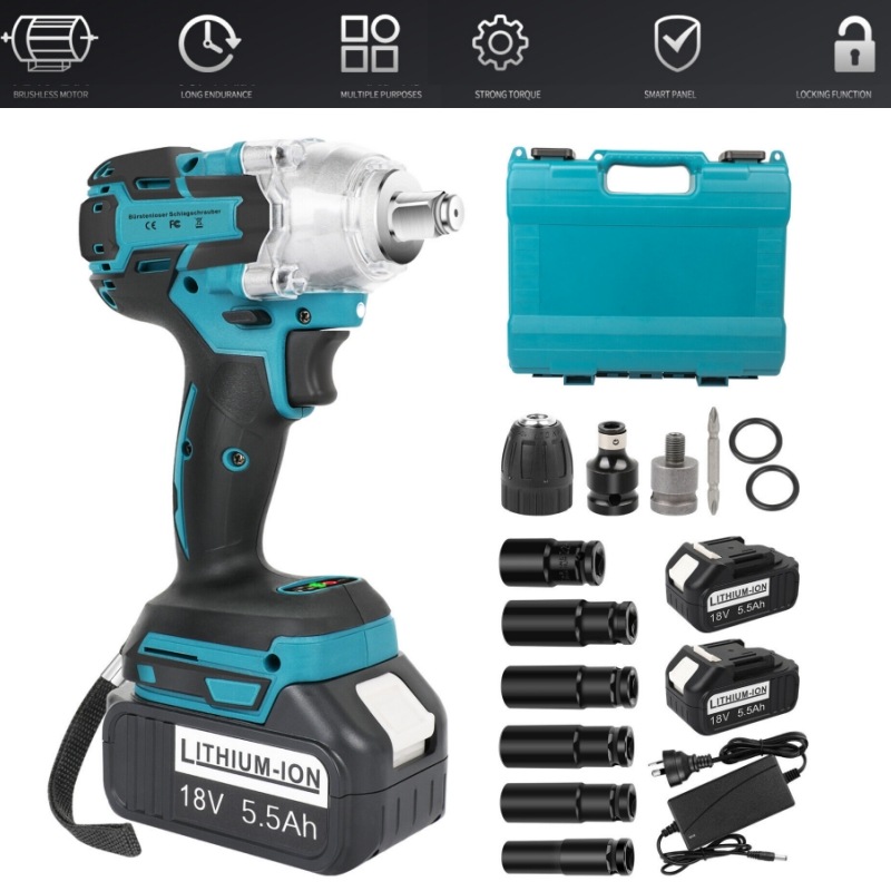 AUS Battery 20V 700Nm Cordless Impact Wrench 1/2″ High Torque Brushless Drill