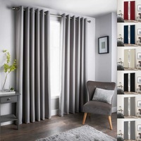 Blockout Curtains Thermal Blackout Curtains Fabric Pair Eyelet Bedroom 3 Layers