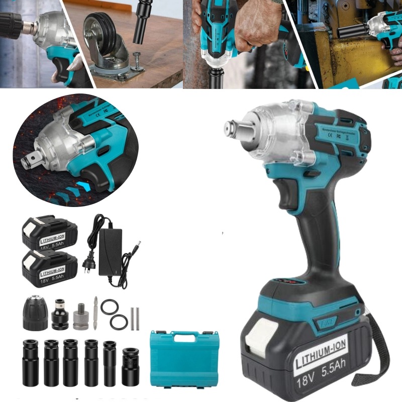 Cordless Brushless Electric Impact Wrench Tool Set 1/2″ 20V 700Nm Unbranded Australia