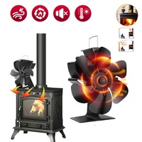 6 Blades Fireplace Fan Stove Fan Heat Cocoon Self-Powered Wood Burner Eco Heater