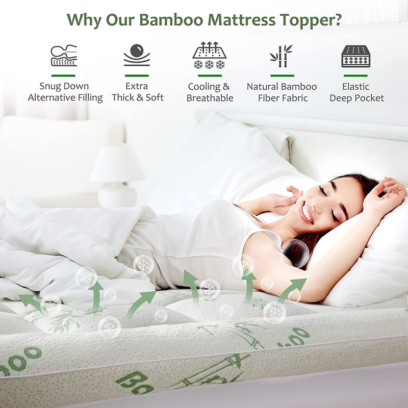 Luxury Bamboo 1000gsm Mattress Topper Protector Single King Single Double Queen King