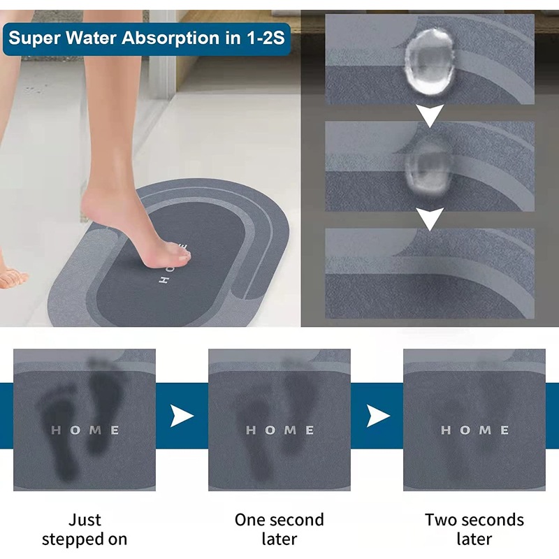 Buy Super Absorbent Bath Mat Quick-Drying Non-Slip Diatom Mud Soft ...
