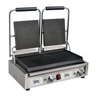 Apuro Double Contact Grill Ribbed Plates with Timer PAS-FC383-A