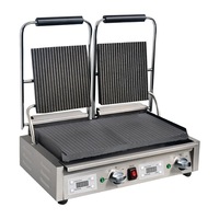 Apuro Double Contact Grill Ribbed Top Plates with Timer PAS-FC385-A