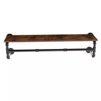 104cm Pipe Clothes Rail Wall Mounted Garment Hanging Rack Wardorbe with Shelf