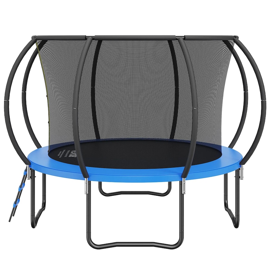 10FT Trampoline, 330 lbs Trampoline with Enclosure Net, Ladder, and Curved Pole, Heavy Duty Trampoline with Jumping Mat and Spring Cover Padding, Outdoor Recreational Trampolines for Kids Adults