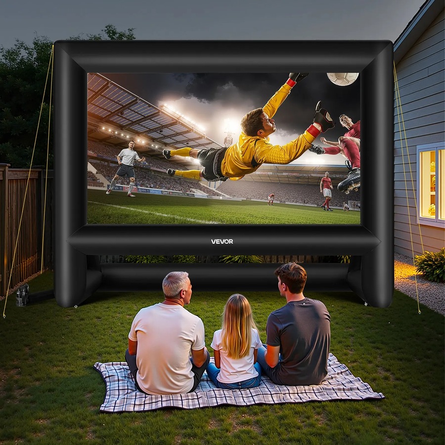 20 ft Inflatable Movie Screen, 600D Washable Inflatable Projector Screen with Portable Storage Bag, 16:9 Easy Set Up Movie Projection for Outdoor Backyard, Home Theater, Theme Party, Pool Fun