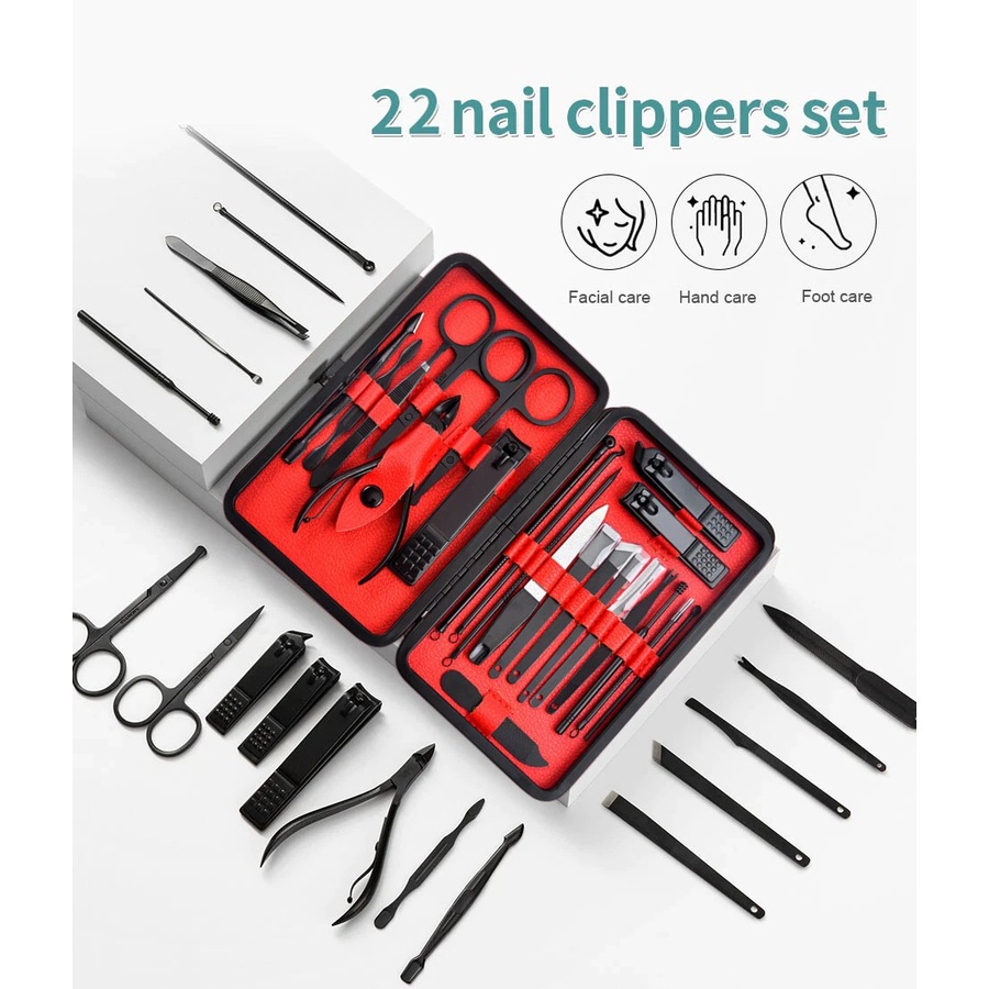 22PCS Nail Care Kit Stainless Steel Manicure & Pedicure Tools with Clippers