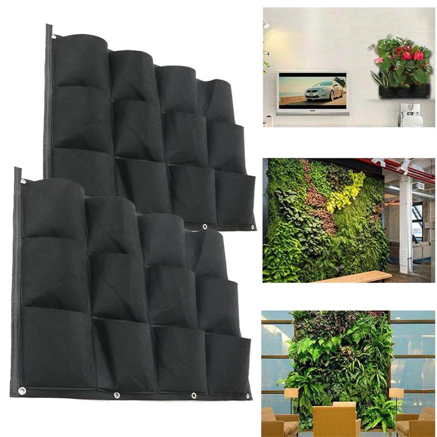 24Pocket Vertical Garden Planter Wall Hanging Herbs Plant Seed Bag Home Decor AU