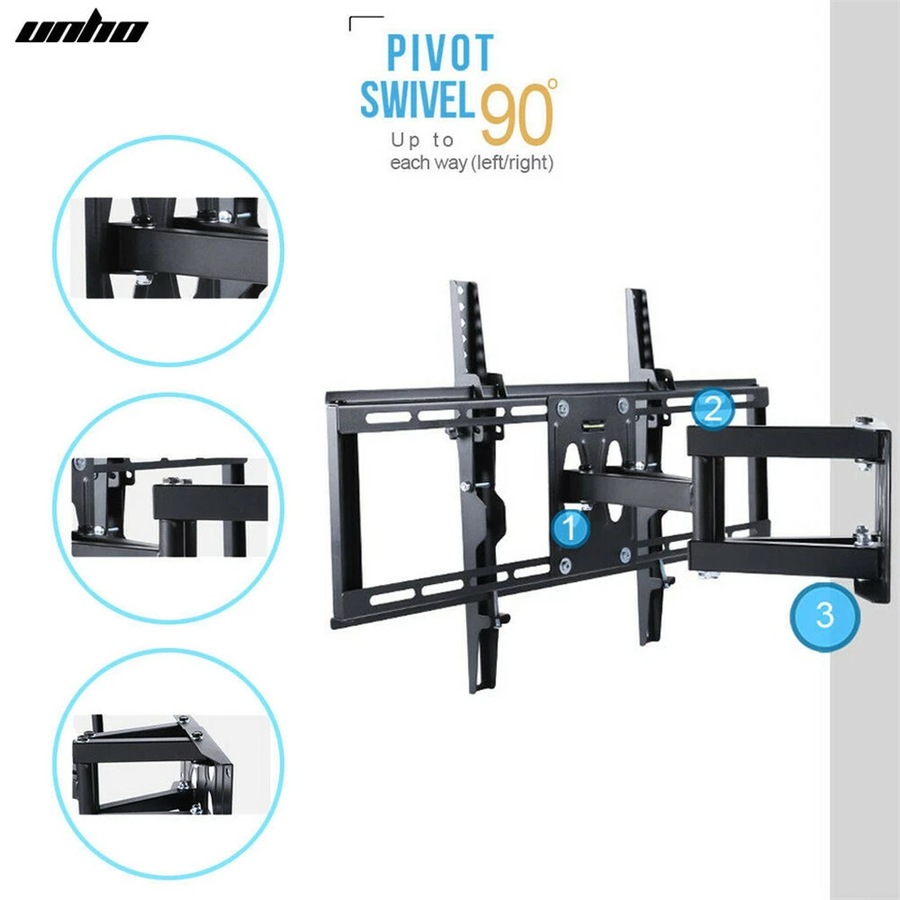 32"-65" Heavy Duty Wall Corner TV Mount Flexible Full Motion Swing Arm Bracket
