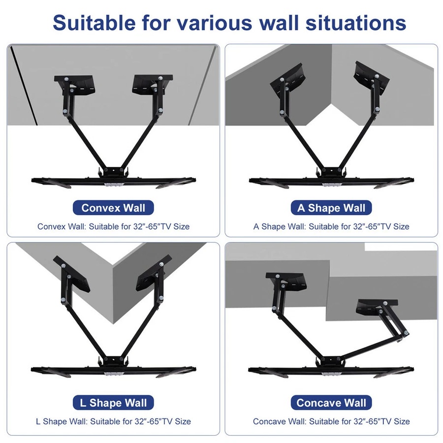 32-65" Large Extendable Strong TV Mount Wall Bracket For Most Corner Wall Angle