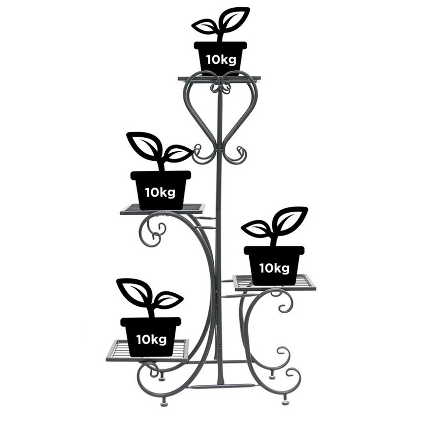 4-Tier Heavy Duty Plant Potted Stand Flower Planters Display Rack Outdoor Indoor
