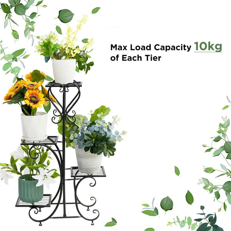 4-Tier Heavy Duty Plant Potted Stand Flower Planters Display Rack Outdoor Indoor