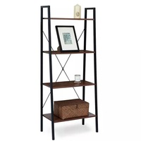 4-Tier Ladder Shelf Ladder Bookcase Bookshelf Display Rack Plant Stand Natural