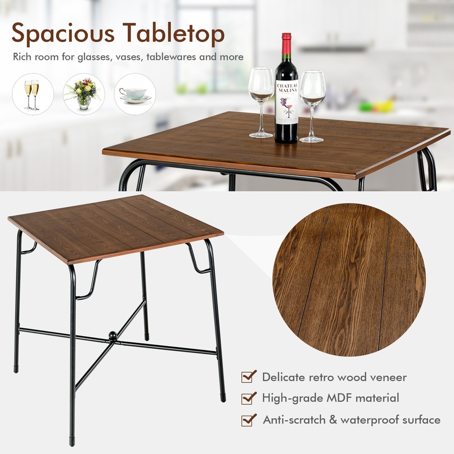 5-piece Bar Table Set Pub Dining Table Set with Counter Height Bar Stools