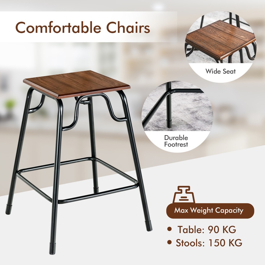 5-piece Bar Table Set Pub Dining Table Set with Counter Height Bar Stools