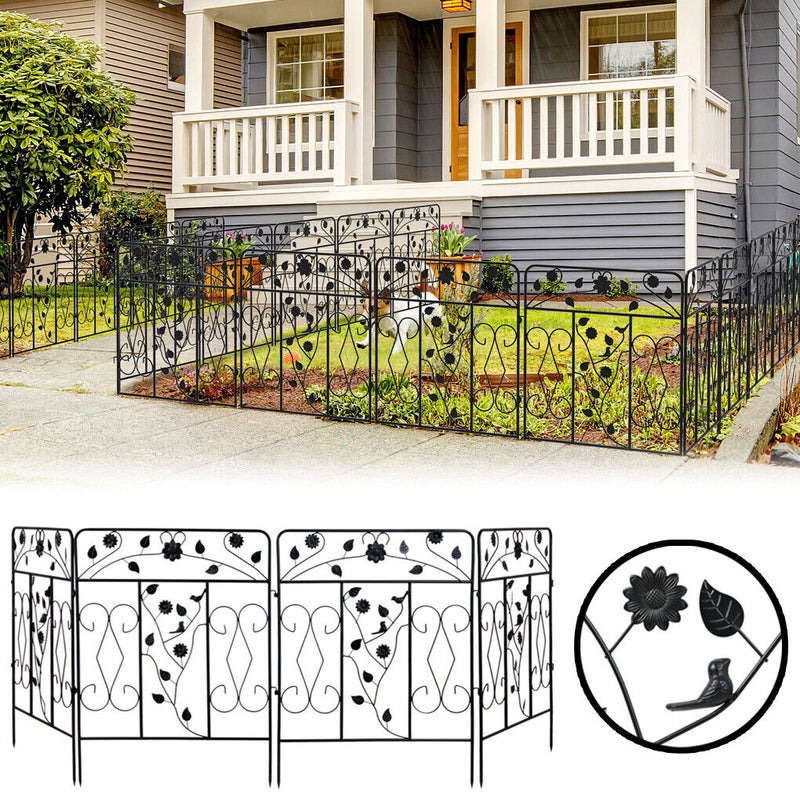 Buy 5X Extra Heavy Metal Garden Fence Panel Bird Pattern Plant Edging ...