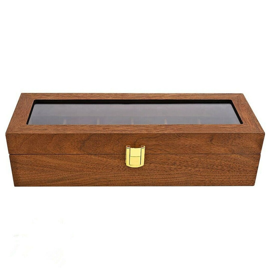 High-Quality Wooden Watch Box with 6-Slot Display and Glass Top Case