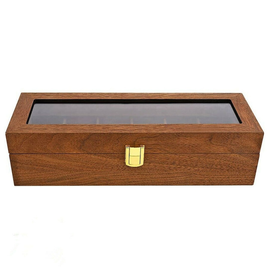 High-Quality Wooden Watch Box with 6-Slot Display and Glass Top Case